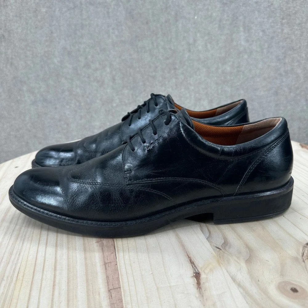 ECCO Holton Apron Toe Oxford Mens 12 Black Leather Lace Up Dress Shoes